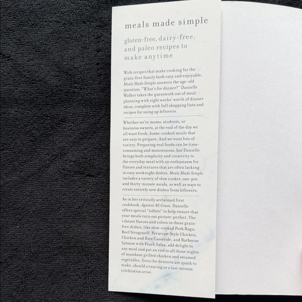 Against All Grain: Meals Made Simple - Danielle‎ Walker GUC gluten dairy paleo